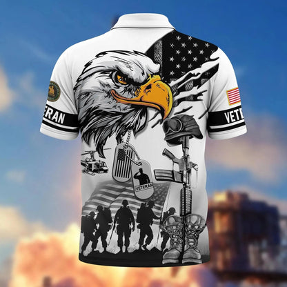 Veteran Eagle Patriotic Golf Polo Shirt