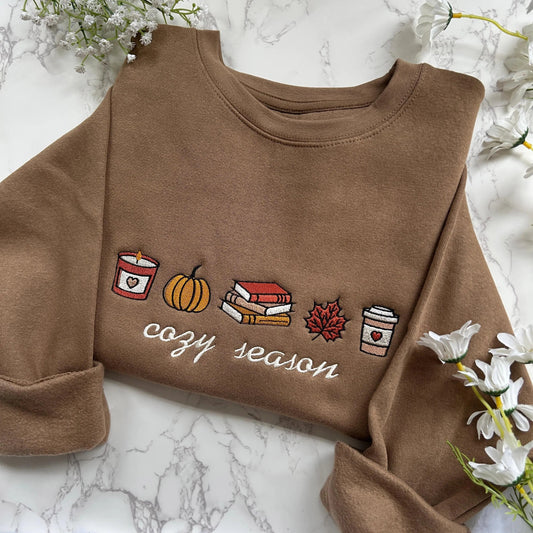 Embroidered Cozy Season Pumpkin Bookish Sweatshirt
