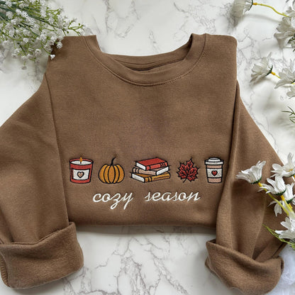 Embroidered Cozy Season Pumpkin Bookish Sweatshirt
