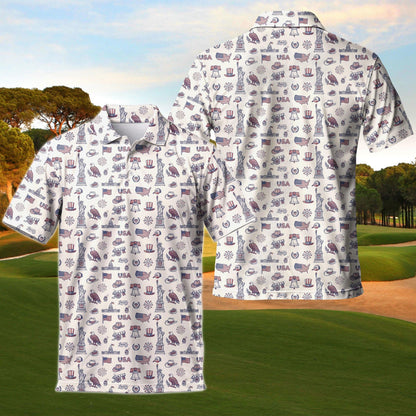 Patriotic USA Eagle & Liberty Polo Shirt