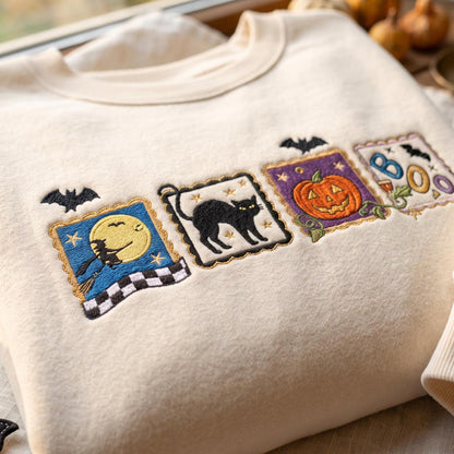 Embroidered Retro Halloween Sweatshirt