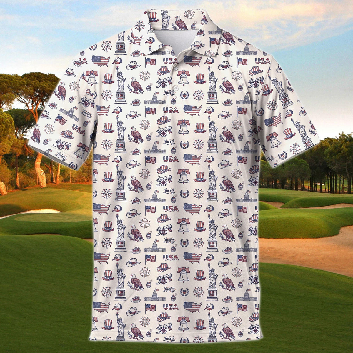 Patriotic USA Eagle & Liberty Polo Shirt