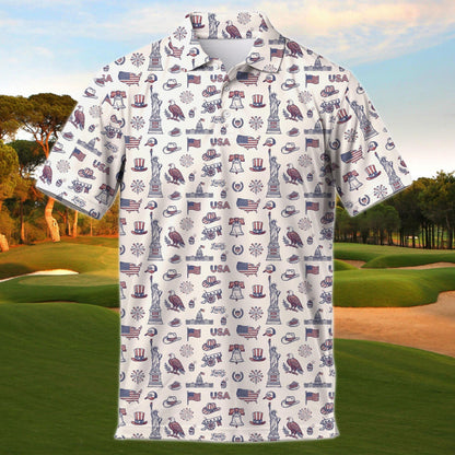 Patriotic USA Eagle & Liberty Polo Shirt