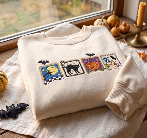 Embroidered Retro Halloween Sweatshirt