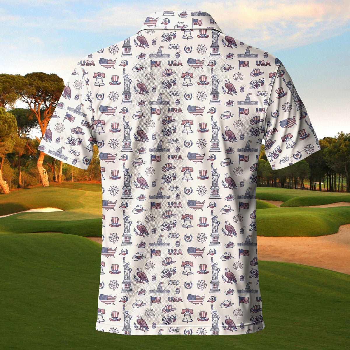 Patriotic USA Eagle & Liberty Polo Shirt