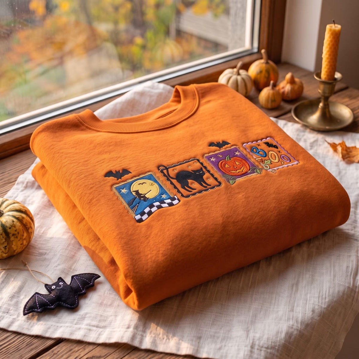 Embroidered Retro Halloween Sweatshirt