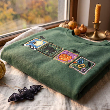 Embroidered Retro Halloween Sweatshirt