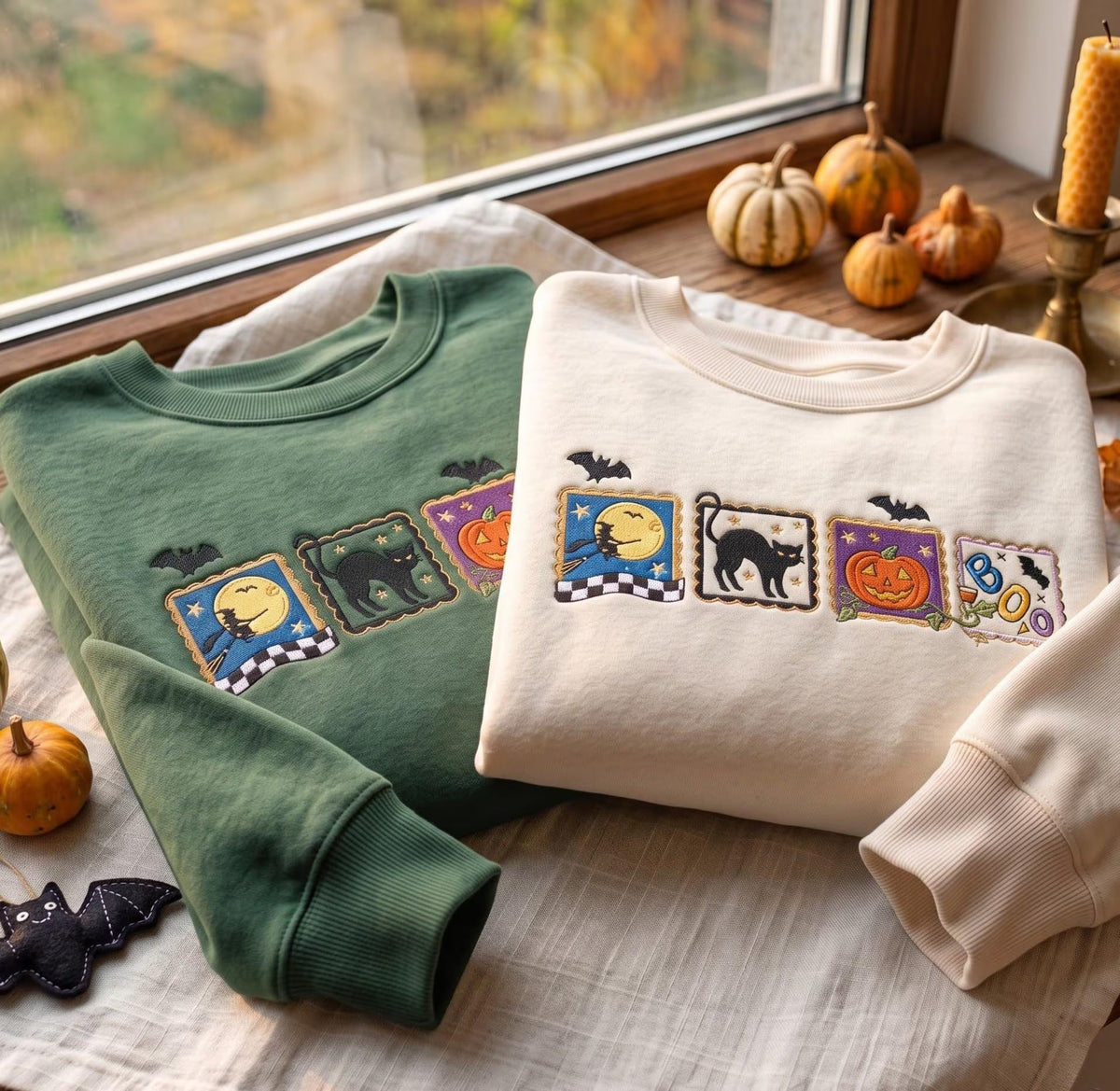 Embroidered Retro Halloween Sweatshirt