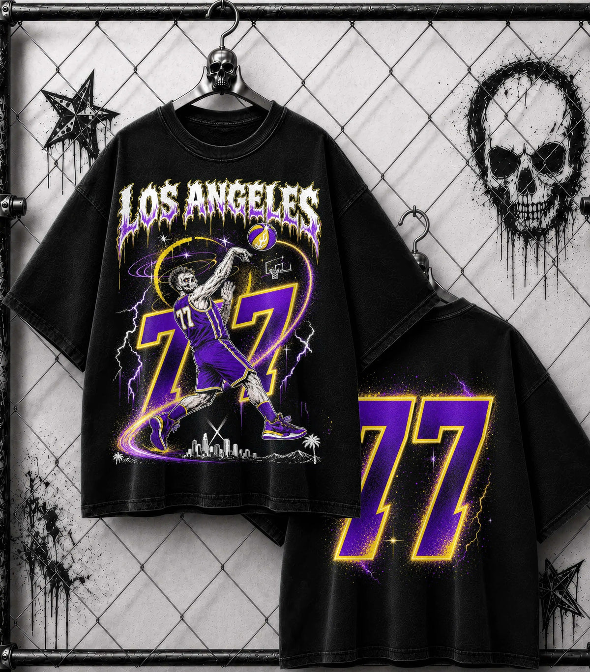 Vintage Los Angeles Basketball Streetwear Washed T-Shirt