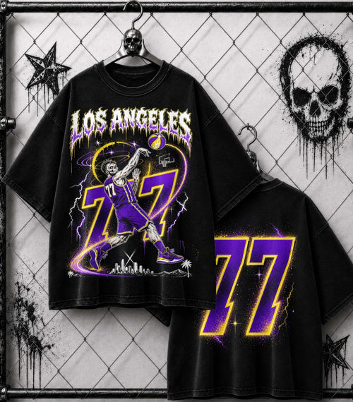 Vintage Los Angeles Basketball Streetwear Washed T-Shirt