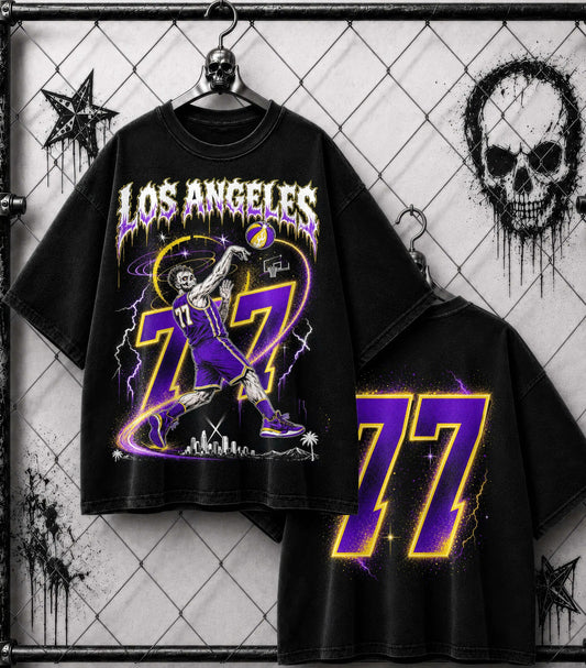 Vintage Los Angeles Basketball Streetwear Washed T-Shirt