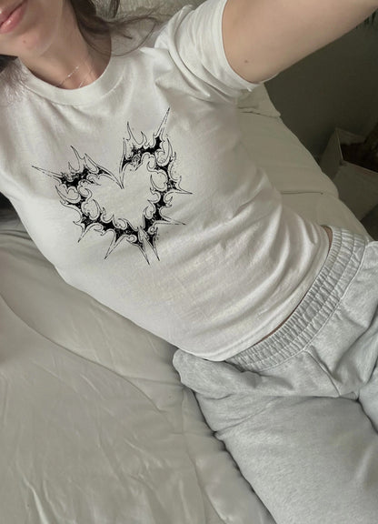 Y2K Grunge Heart Baby Tee