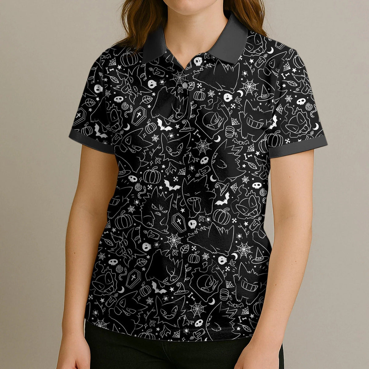Gengar Spooky Ghost Polo Shirt