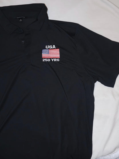 USA 250 Years Patriotic Embroidered Polo Shirt