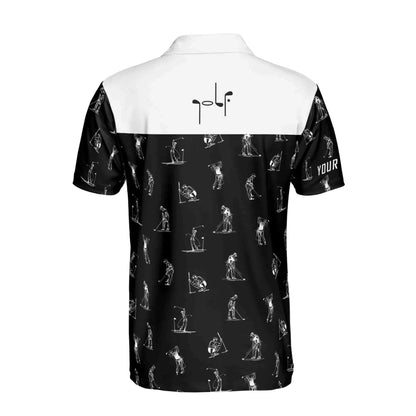 Custom Name Man Play Golfer Polo Shirt