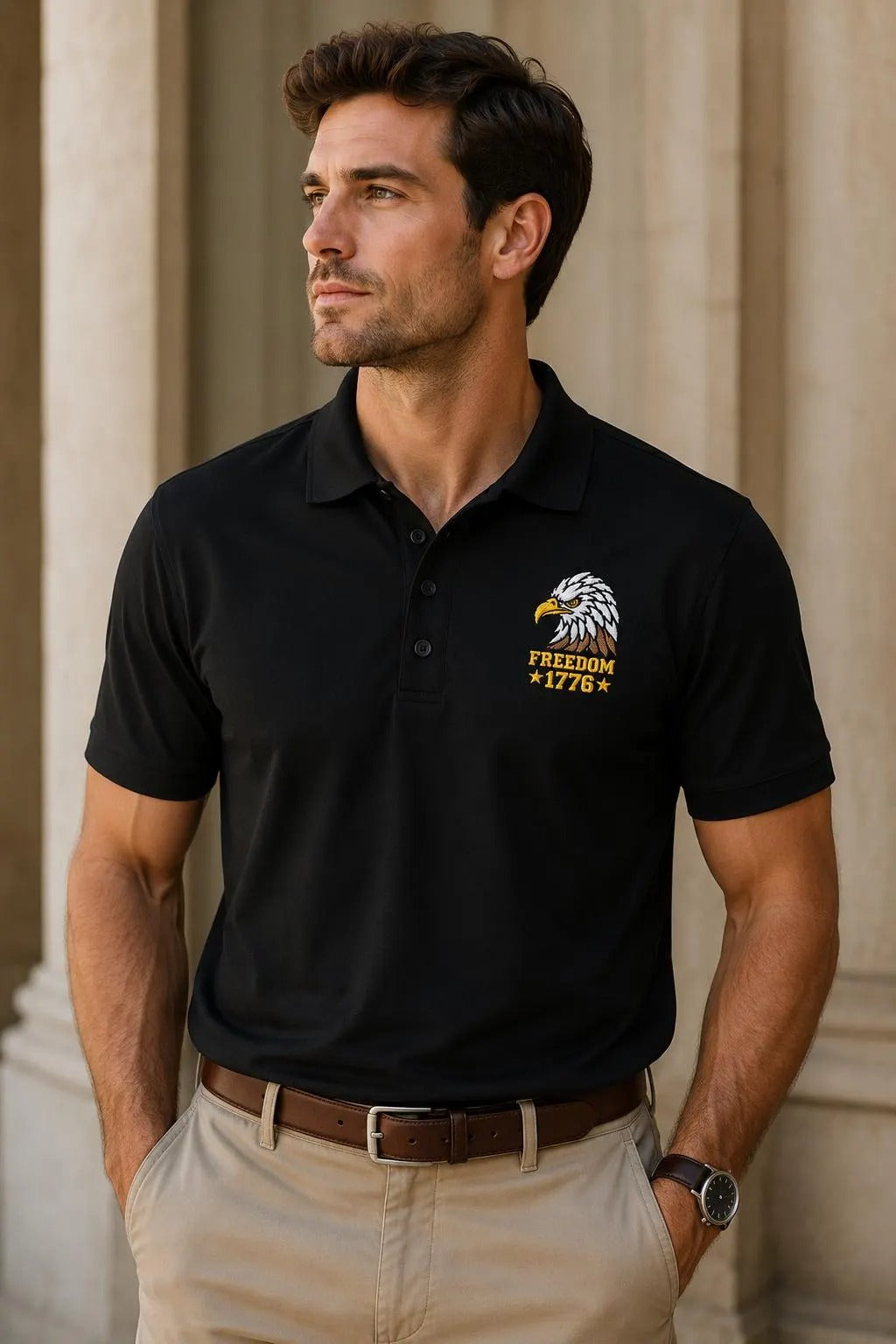 Freedom Eagle 1776 Patriotic Polo Shirt