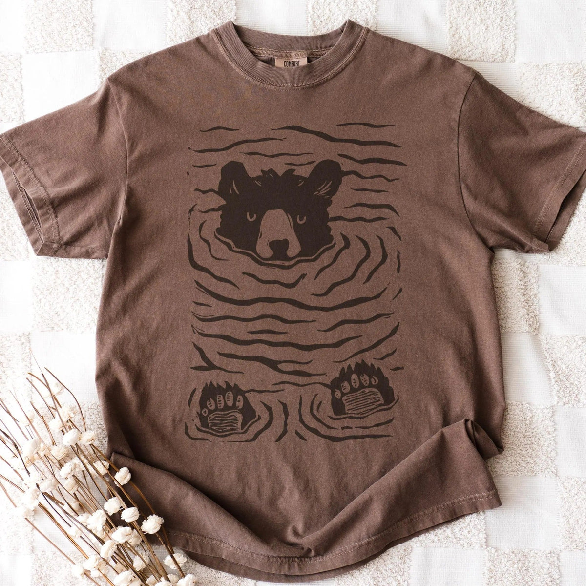 Minimalist Linocut Bear Nature Shirt
