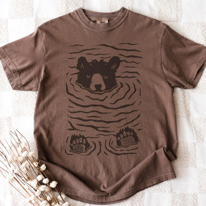 Minimalist Linocut Bear Nature Shirt