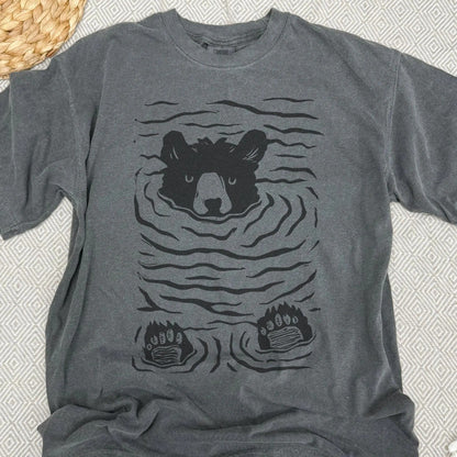 Minimalist Linocut Bear Nature Shirt
