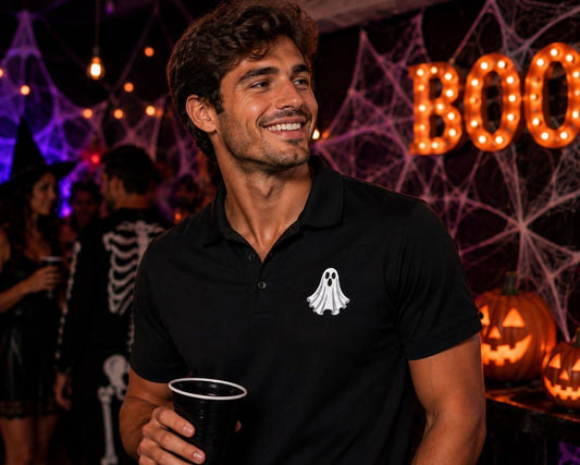 Embroidered Halloween Ghost Polo Shirt