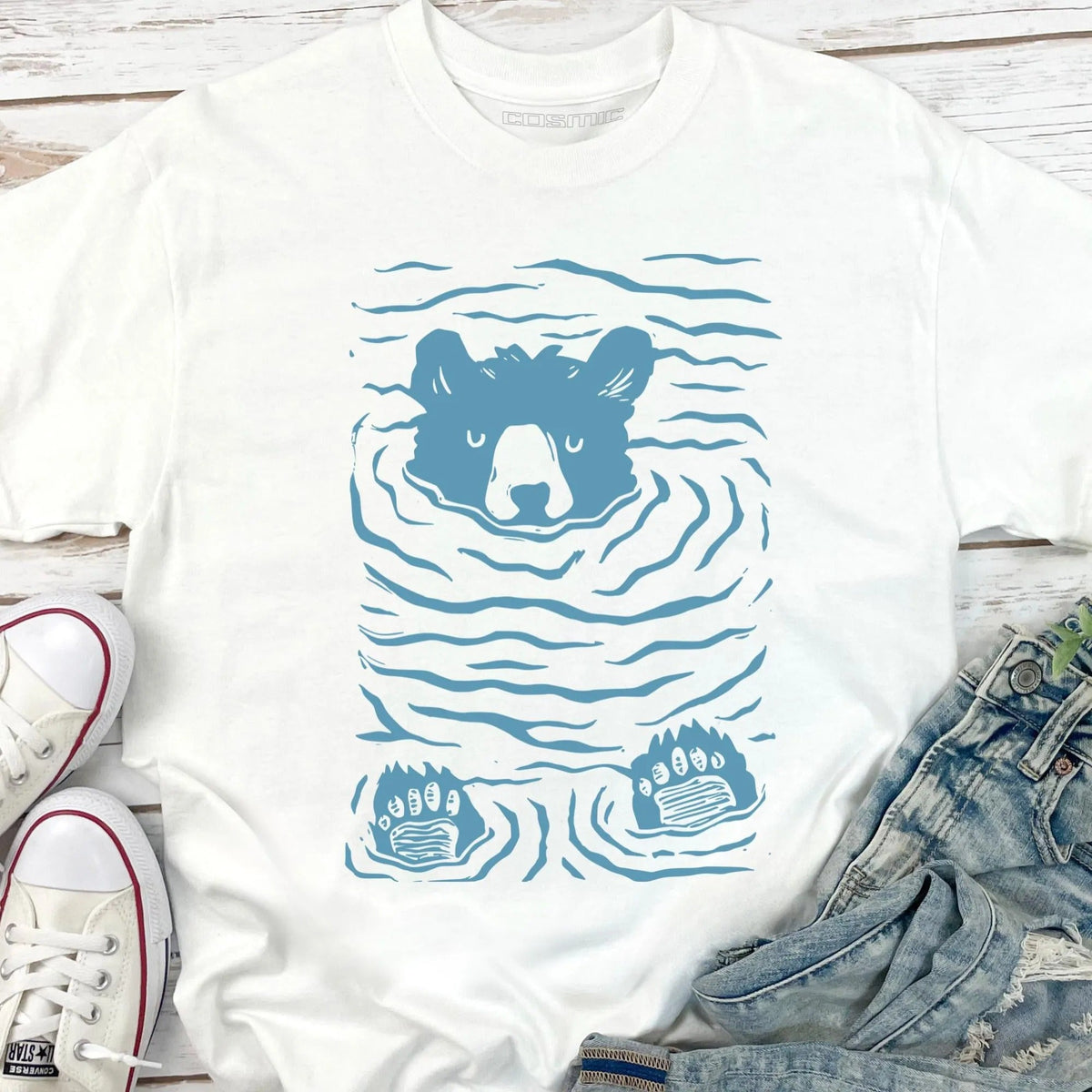 Minimalist Linocut Bear Nature Shirt