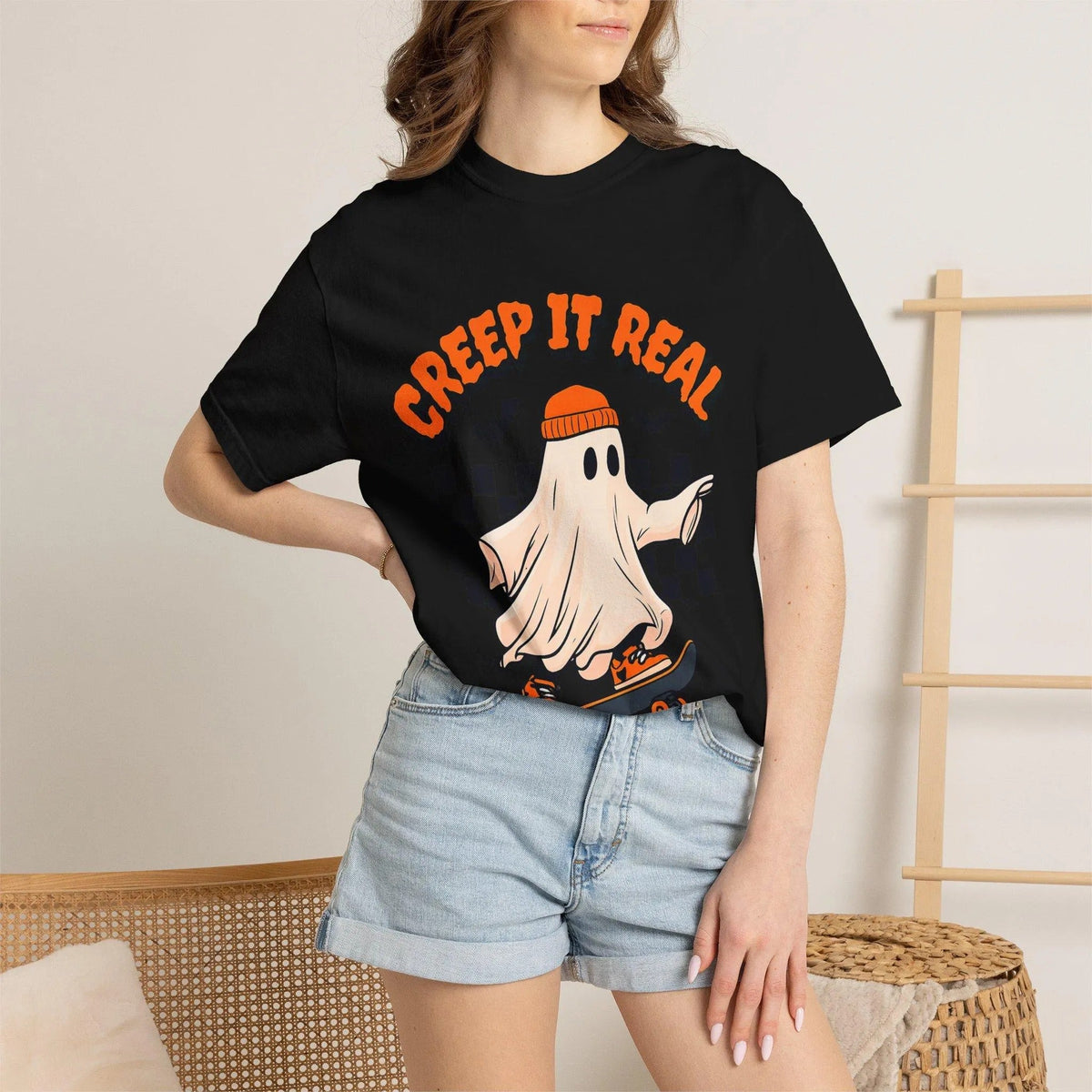 Retro Skateboard Creep It Real Ghost T-Shirt