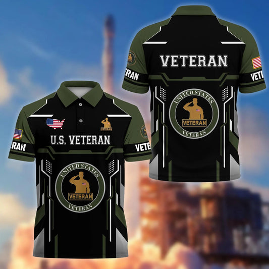 Premium U.S. Veteran Embroidered Polo Shirt