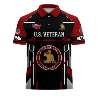 Premium U.S. Veteran Embroidered Polo Shirt