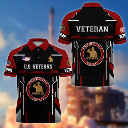 Premium U.S. Veteran Embroidered Polo Shirt