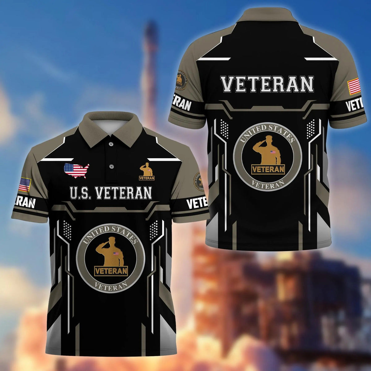Premium U.S. Veteran Embroidered Polo Shirt