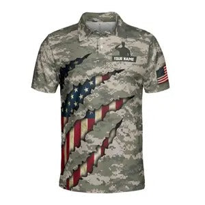 Custom Name U.S. Veteran Military Camo Polo Shirt