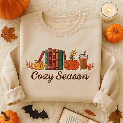 Embroidered Cozy Season Sweatshirt: Vintage Autumn Style