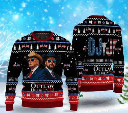 Trump Outlaw Hillbilly Christmas Sweater