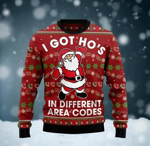 Funny Santa 3D Print Ugly Christmas Sweater