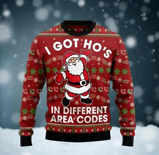 Funny Santa 3D Print Ugly Christmas Sweater