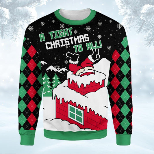 Funny Santa on Chimney Christmas Sweatshirt