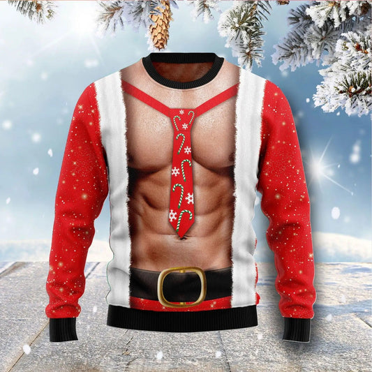 Sexy Santa Abs Funny Christmas Sweater