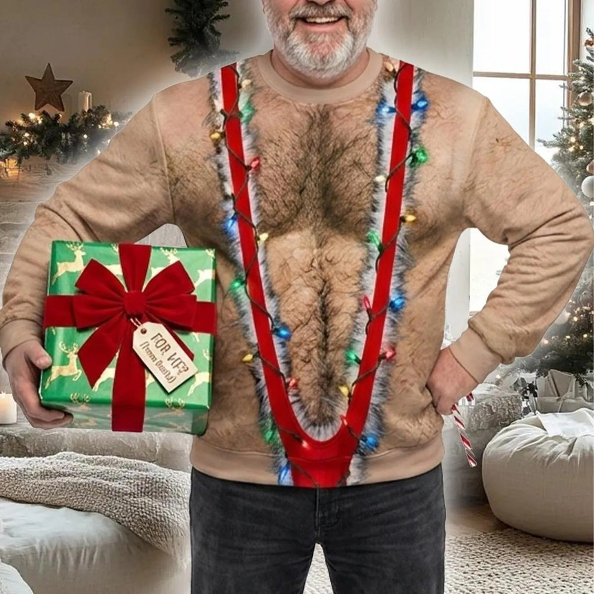 Hairy Chest Funny Christmas Sweatshirt