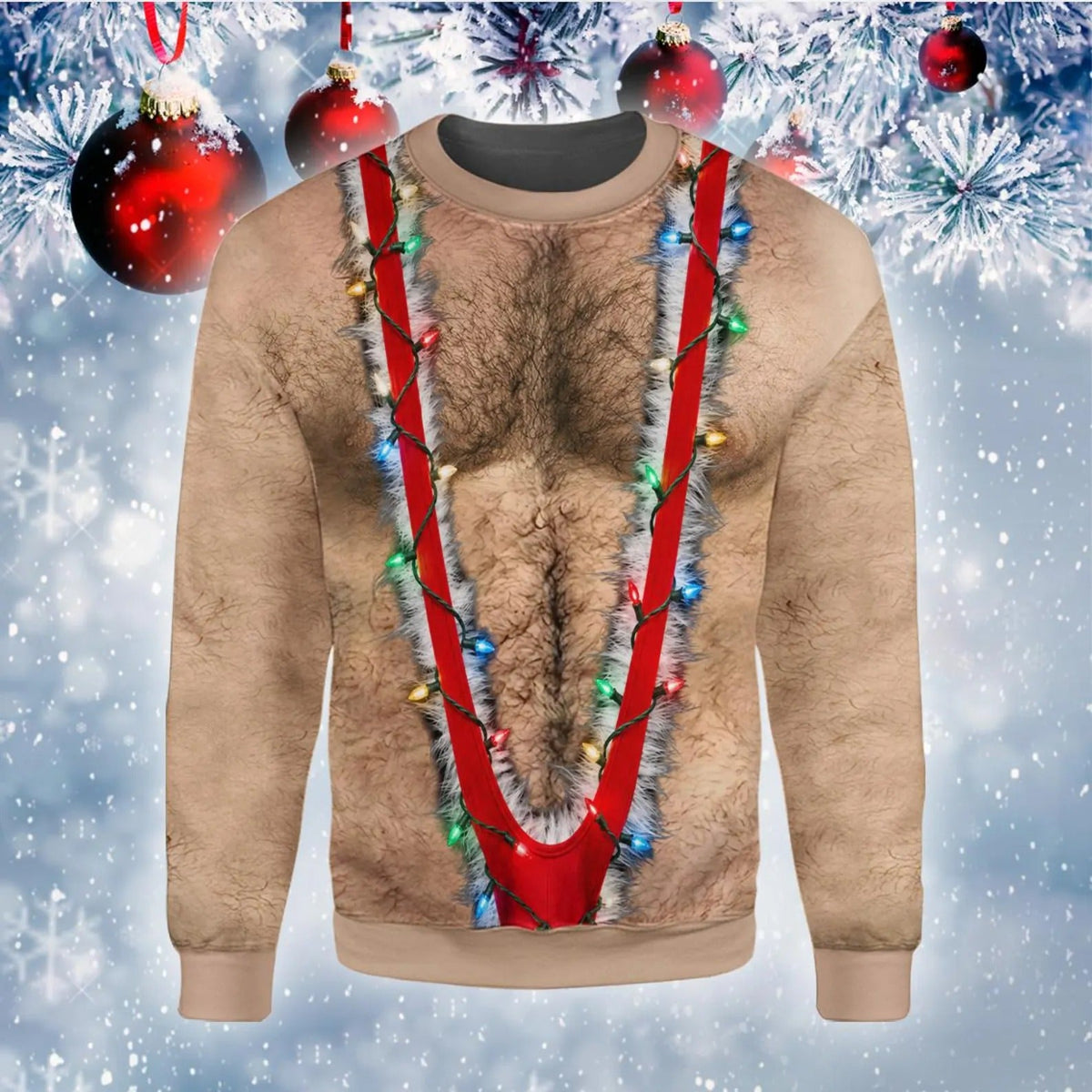 Hairy Chest Funny Christmas Sweatshirt