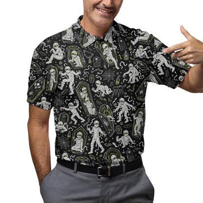 Mummy Coffin Black Cat Polo Shirt