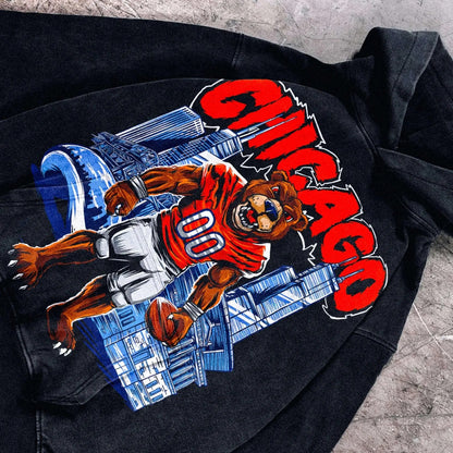 Vintage Chicago Football Washed Hoodie