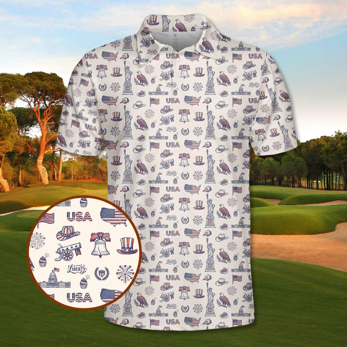 Patriotic USA Eagle & Liberty Polo Shirt