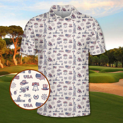 Patriotic USA Eagle & Liberty Polo Shirt