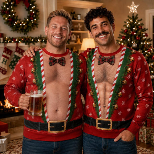 Funny Faux Hairy Chest Christmas Sweater