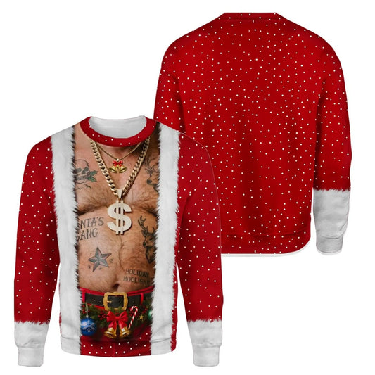 3D Realistic Hairy Santa Funny Christmas Sweatshirt