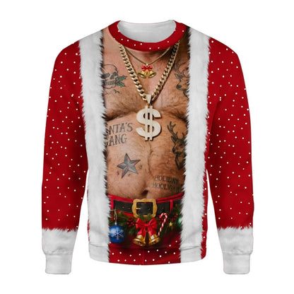 3D Realistic Hairy Santa Funny Christmas Sweatshirt