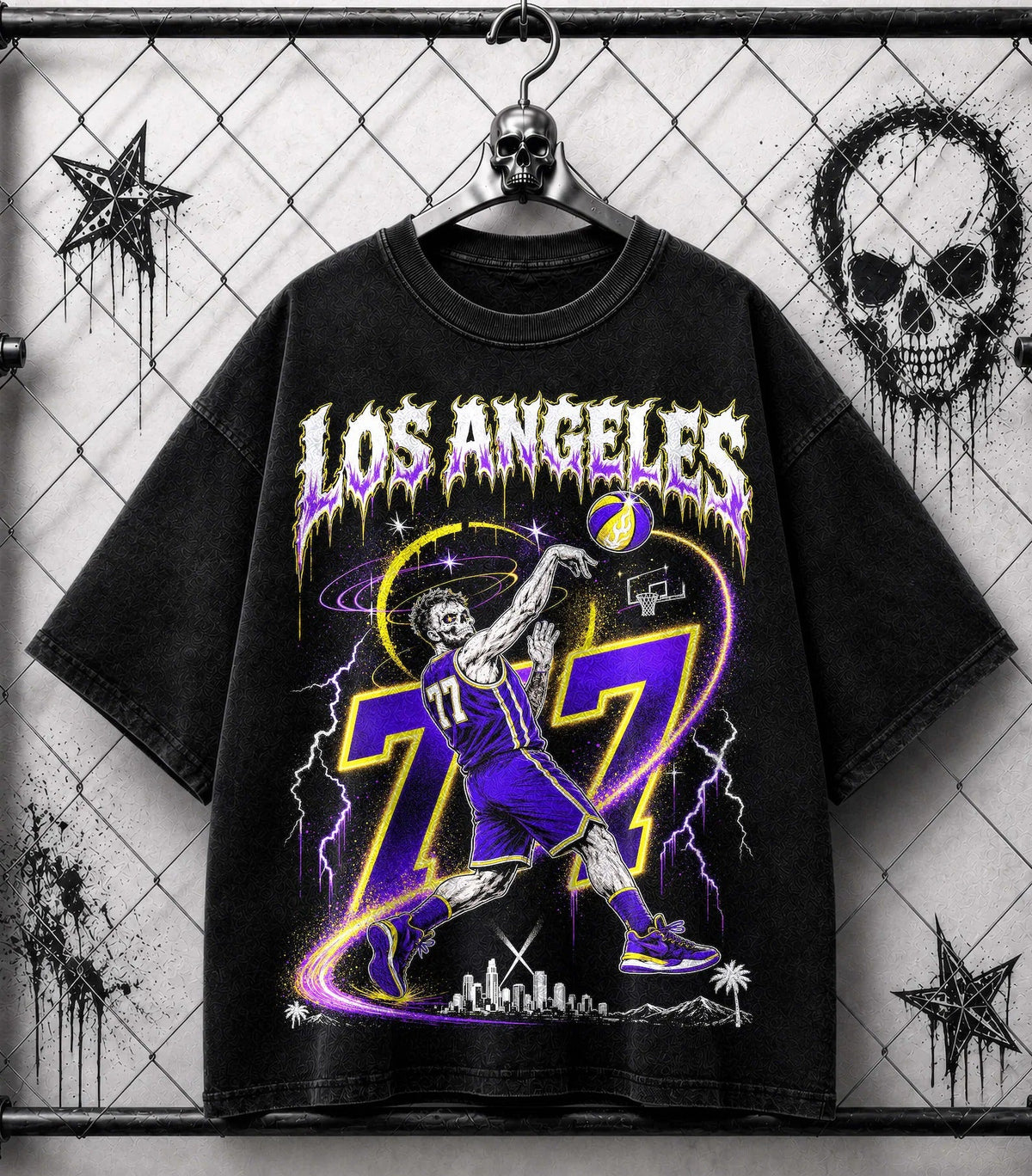 Vintage Los Angeles Basketball Streetwear Washed T-Shirt
