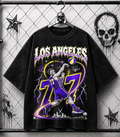Vintage Los Angeles Basketball Streetwear Washed T-Shirt