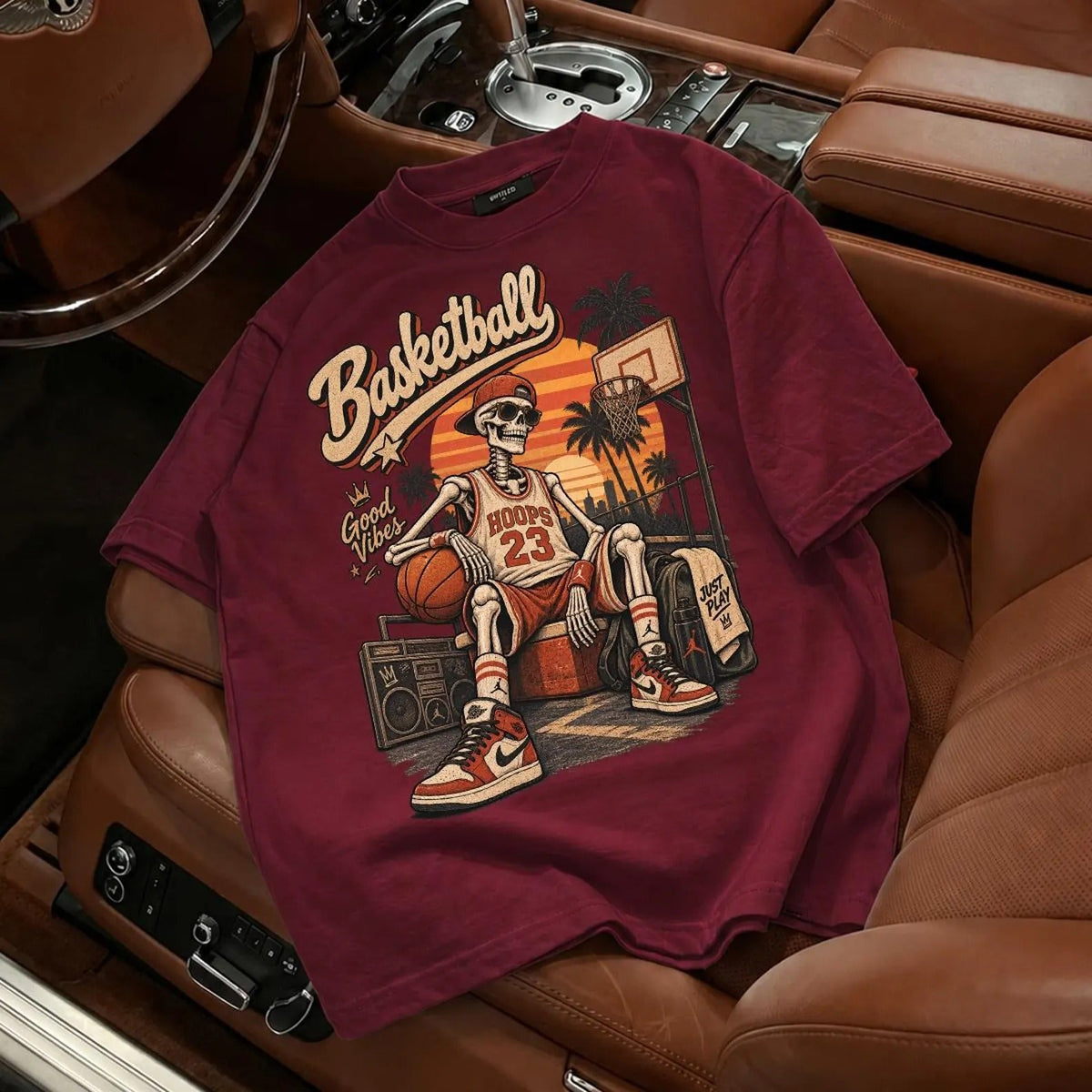 70s Vintage Basketball Skeleton Halloween Shirt
