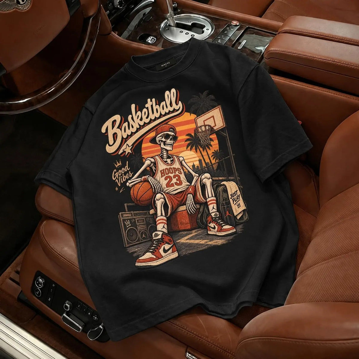 70s Vintage Basketball Skeleton Halloween Shirt